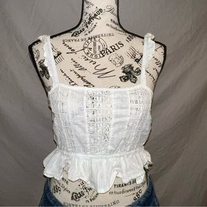 SMALL FOREVER21 White Crochet Crop Top